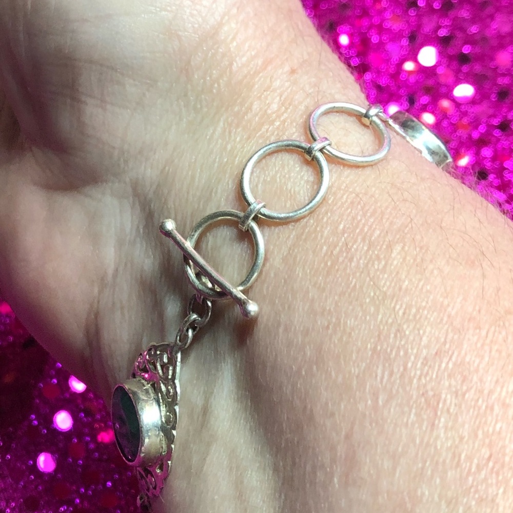 Emerald Sterling Silver Toggle Bracelet - Picture 3 of 5